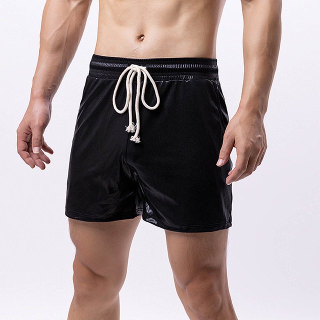 Styesk Mens Shorts Man Solid-Color Casual Sports Breathable Running Training Drawstring Pocket Shorts