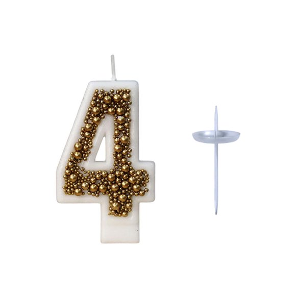 SLYNSHome 4th Birthday Candle for Cake Colorful Numeral Candles for Birthday Party Cake Decorations, Golden Cake Topper (Number 4)