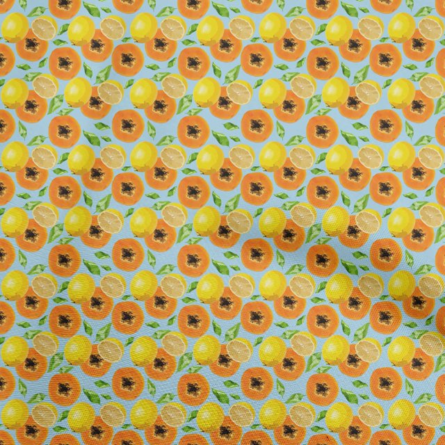 oneOone Silk Tabby Light Blue Fabric Fruits Craft Projects Decor Fabric Printed By The Yard 42 Inch Wide