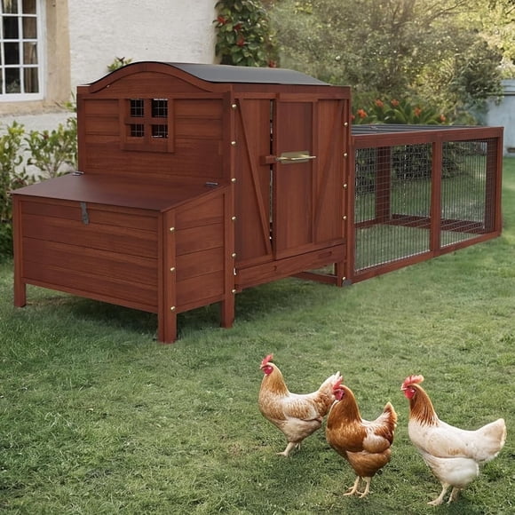 Garvee Wooden Chicken Coop with Weatherproof Oxford Cloth, Fits 5 Chickens, Dark Red