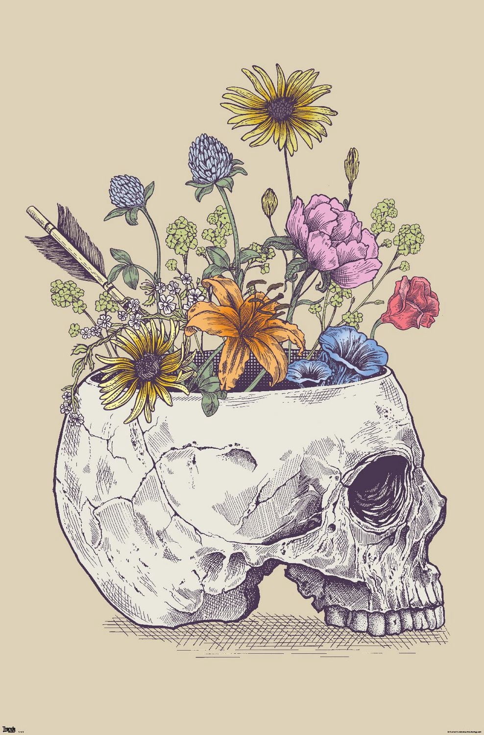 Rachel Caldwell - Flower Skull Wall Poster