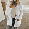 thumbnail image 2 of Women‘s Fleece Sweater Open Front Cardigan Plus Size Button Down Coat Winter Thermal Outwear Sweatshirt (XL  White), 2 of 6