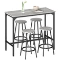 thumbnail image 1 of HOMCOM Ensemble de 5 Pcs Table de Bar et Chaises pour Salle à Manger, Gris, 1 of 10
