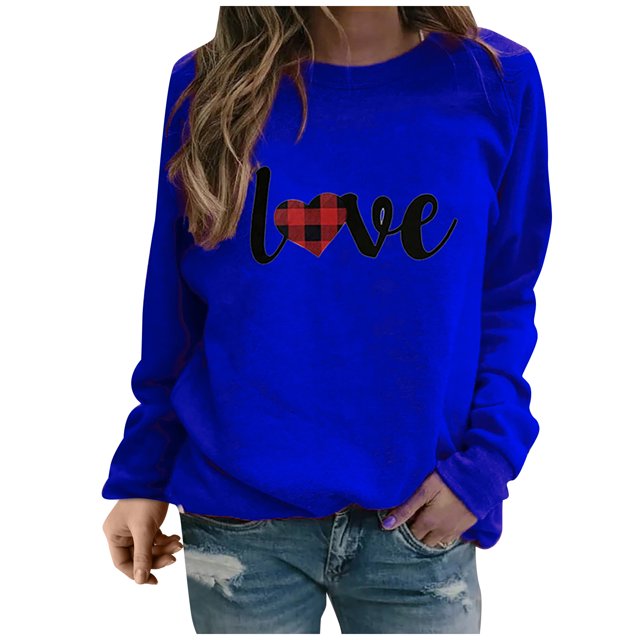 Hauts à Manches Longues pour Femmes Mode Pull Imprimé Amour Blouse Ample Hauts pour Femmes Manches Longues Mode pour Femmes