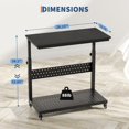 thumbnail image 2 of Adjustable Computer Tower Stand with Storage Rack 2-Tier Rolling CPU Holder Cart with Locking Wheels for Home Office Gaming Black, 2 of 8