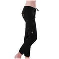 thumbnail image 1 of Yuyuzo Cargo Pants for Women High Waisted Drawstring Ribbed Knit Pants Summer Hiking Pants with Pockets, 1 of 6
