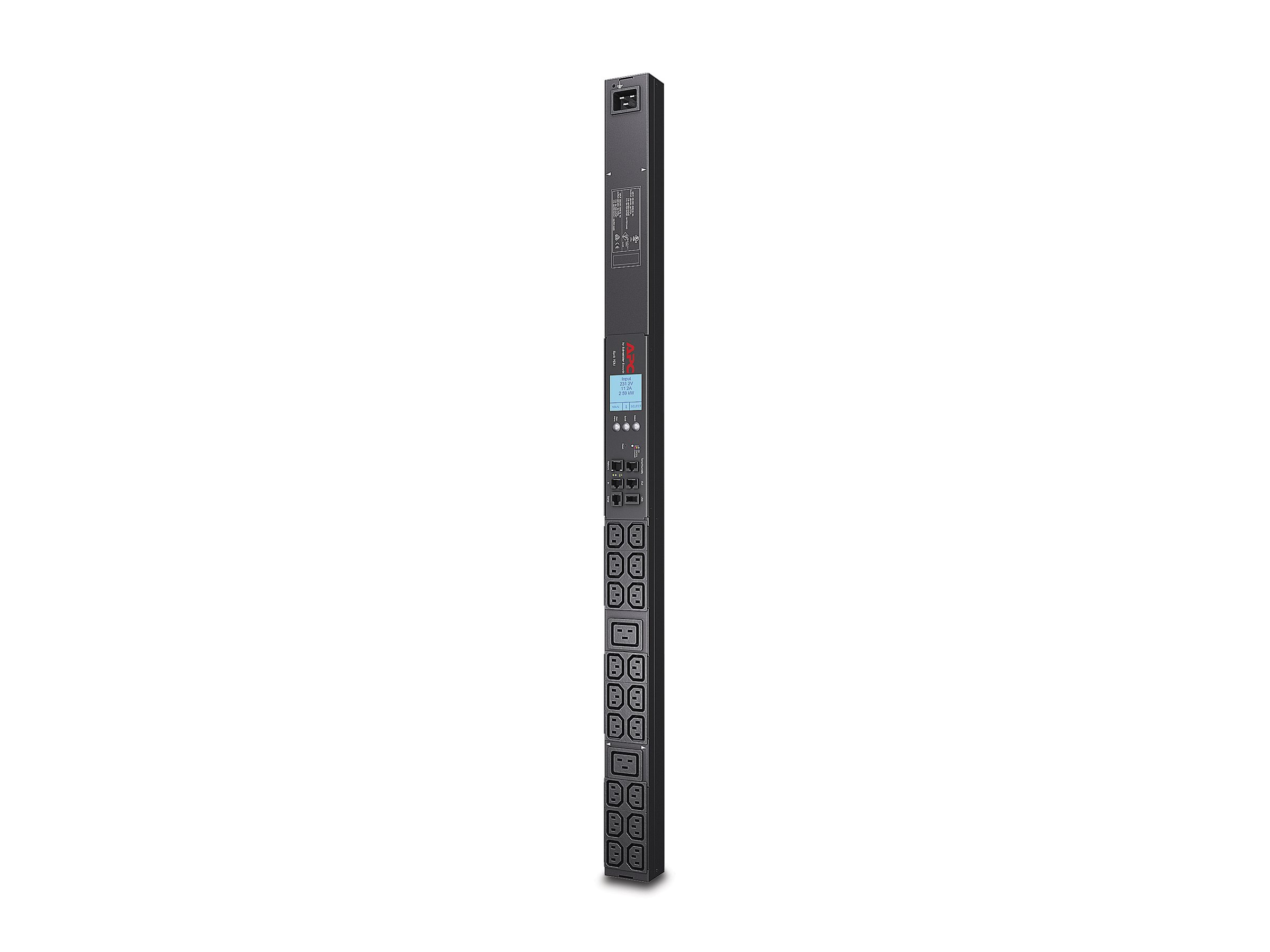 APC Metered Rack PDU - Bande de distribution d'Alimentation (Montable sur Grille) - AC 200/208/230 V - RS-232 - Entrée : IEC 60320 C20 - Connecteurs de Sortie : 20 (Power IEC 60320 C13, IEC 60320 C19) - Noir - pour P/N : AR3106SP, SMX1000C, SMX1500RM2UC, SMX1500