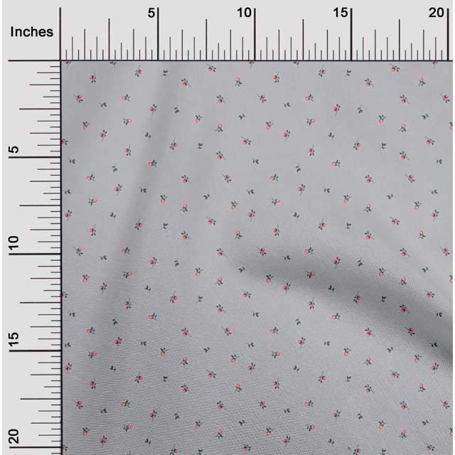 oneOone Polyester Lycra Fabric Leaves & Rose Flower Printed Craft Fabric BTY 56 Inch Wide