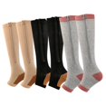thumbnail image 1 of Aosijia 5 Pairs Unisex Compression Socks Toe Open Leg Support Stocking Knee High Socks with Zipper for Mens Womens M, 1 of 10