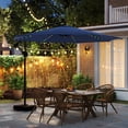 thumbnail image 2 of Costway 10 FT Solar Offset Hanging Umbrella with 96 Solar Multi-colored Flowing LED Lights Navy, 2 of 10