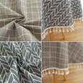 thumbnail image 3 of 120Cm/150Cm Polyester Cotton Tassel Tablecloth Plaid  Tablecloth Red Lattice Table Map Cloth Cover, 3 of 5