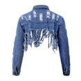 thumbnail image 1 of Women's Cropped Jacket With Holes On The Back And Cutout Denim Jacket, 1 of 7