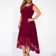 thumbnail image 4 of Robes pour Femmes 2024 Été Oversize Décontractée Couleur Unie Col Rond Aguichant Dentelle Sans Manches Ample Robe Chandail 50 % de Rabais Liquidation!, 4 of 7