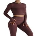 thumbnail image 1 of Ladies‘ Thumb Hole Long Sleeve Yoga Shirt with Cropped Design for Workouts, 1 of 7