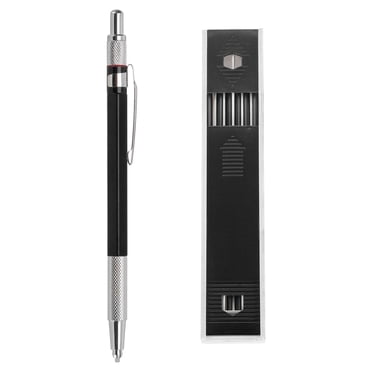Unique Bargains Mechanical Pencil with 12Pcs HB Refills, Write Smoothly Pencil with Built-in Sharpener and Claw Tip, Black