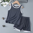 thumbnail image 2 of MIASHUI Boys Tank Shorts Set Two Piece Summer Sleeveless Outfits Pajamas,Dark Gray,4-5 Years, 2 of 3