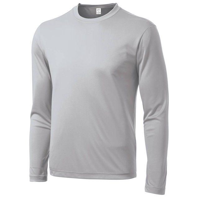 Gravity Threads Long-Sleeve Moisture-Wick Athletic Shirt - Silver - 3XL