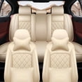 thumbnail image 3 of Maidao Car Seat Covers Full Set for Lexus for RX/Harrier 1999-Present 5 Seats Waterproof Premium Leather Front and Back Seat Protectors with Headrest Beige, 3 of 7