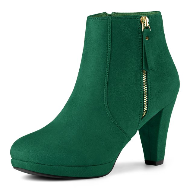 Unique Bargains Women's Side Zip Low Platform Block Heel Ankle Booties