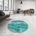 thumbnail image 4 of Ahgly Company Tapis de Zone Carré Lavable en Machine, Transitionnel Vert Sarcelle, 8 Pieds Carré, 4 of 7