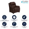 thumbnail image 4 of Deluxe Padded Contemporary Brown Leather Kids Recliner with Storage Arms, 4 of 9