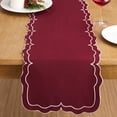 thumbnail image 2 of Holiday Time Cranberry Spice Collection Embroidered Scallop Table Runner, Red/White, 13" x 72", 2 of 4