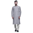 thumbnail image 1 of Atasi Printed Long Kurta For Men With White Churidar Pyjama Set Traditional Wear, 1 of 1