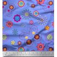 thumbnail image 1 of Soimoi Blue Velvet Fabric Insect & Floral Clip Art Print Fabric by The Yard 58 Inch Wide, 1 of 3