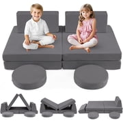 OLAKIDS Modular Kids Play Couch, 6 PCS Toddler Creative Sectional Fort Building Sofa for Playroom, Bedroom, Children Convertible Soft Foam Furniture Playset and Floor Cushion for Boys and Girls