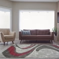 thumbnail image 2 of Spirals Abstract Pattern Area Rug Carpet in Red Grey Black, 4x6 (3'11" x 5'7", 120cm x 170cm), 2 of 5