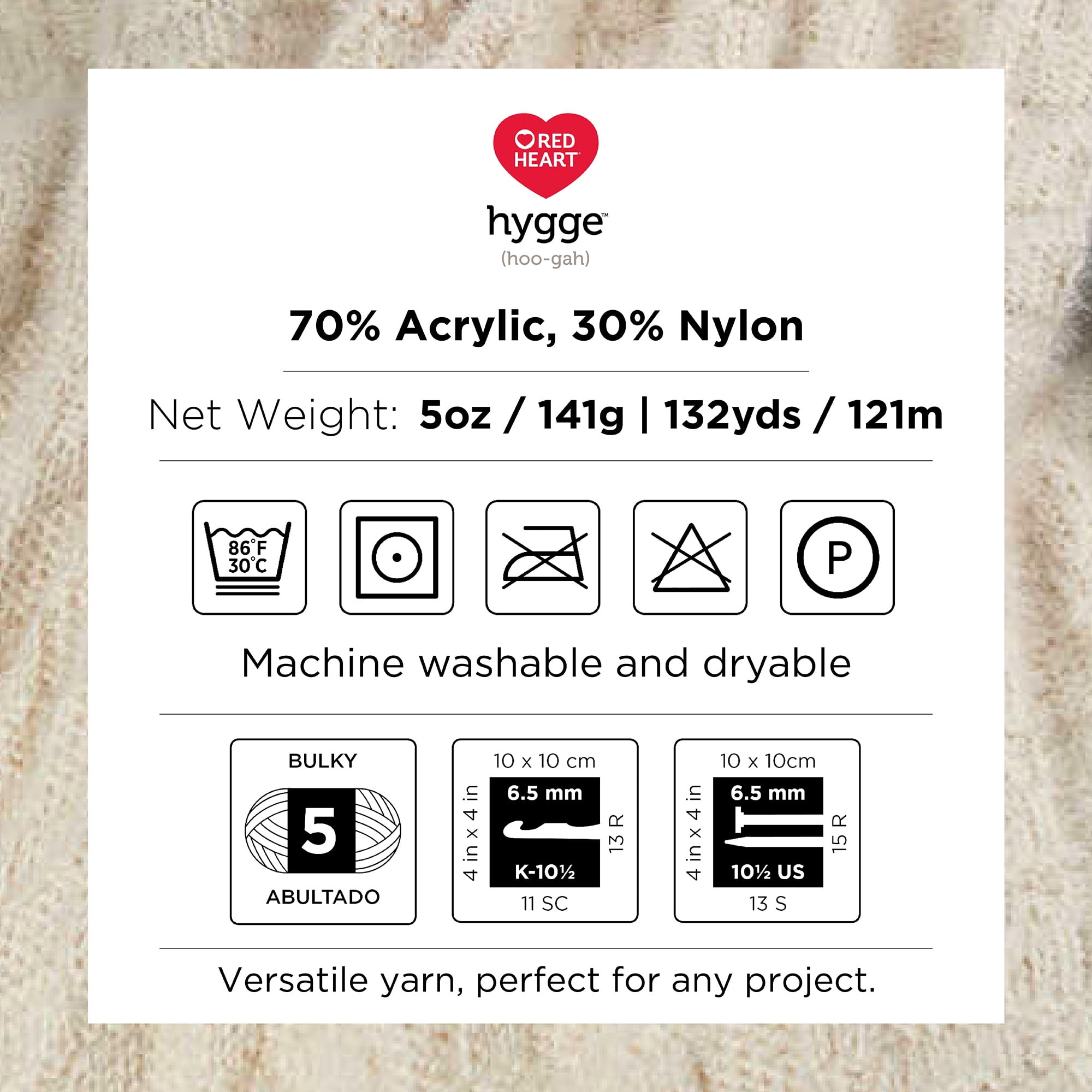 Fil Red Heart® Hygge™, Acrylique-Nylon #5 Encombrant, 5oz/141g, 132 Verges