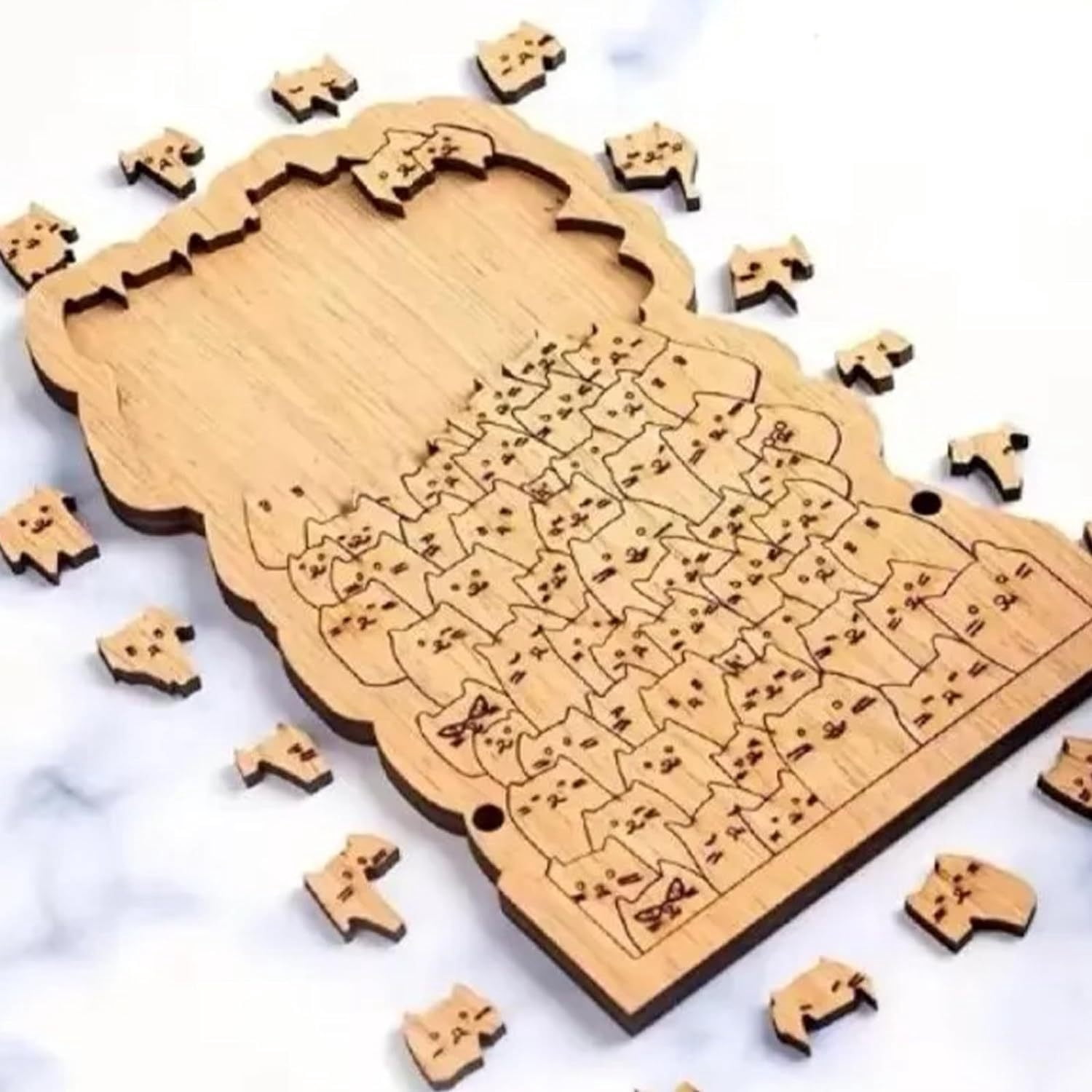 cpengpj Clearance 100 Cats Puzzle Wooden Puzzle Decoration 100 Cats Wooden Home Decoration