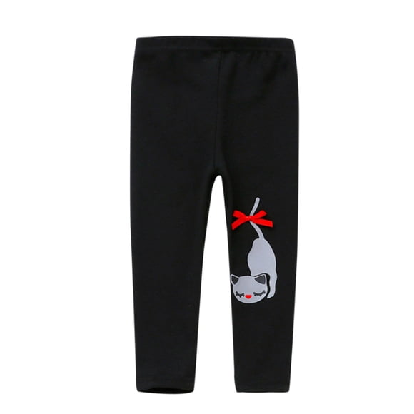 Fleece Lined Leggings Girls Winter Baby Kids Girls Cat Print Thick Lined Warmth Fleece Long Pants Leggings
