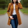 thumbnail image 2 of Manteau Trench Classique pour Femme à Revers Cranté, Style Intemporel à Double Boutonnage, Tissu Résistant à l'Eau, Manches Longues avec Boucles aux Poignets, Coupe Polyvalente Mi-Longue Conçue pour les Vêtements d'Extérieur Décontractés, 2 of 9