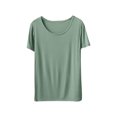 thumbnail image 2 of Weiqiqre T-Shirt à Col Rond pour Femme à Manches Courtes Ajusté T-Shirt Mince Uni Haut de Pyjama Pyjama à Manches Courtes, 2 of 8