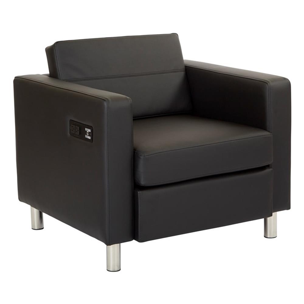 Chaise Atlantic avec Station de Recharge Simple en Tissu Dillon Noir