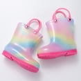 thumbnail image 4 of NOKIO Sparkle Accent Rain Boots Flexible Sole Technology Cartoon Rainbow Patterns 𝗪aterproof Rubber Material Lightweight Design for Active Toddler Girls, 4 of 5