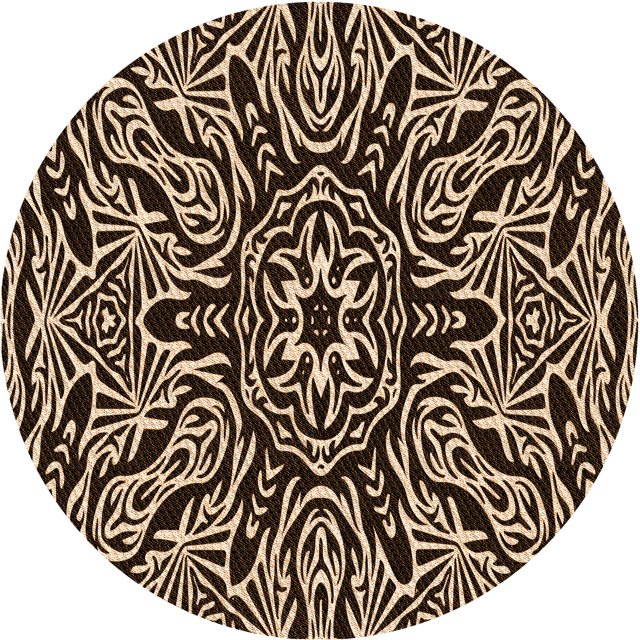 Ahgly Company Tapis Rond Lavable en Machine Intérieur Transitionnel Noir Brun, 5 Pieds Rond