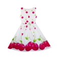 thumbnail image 2 of Robe Fille Rouge Pomme Verte Imprimé Feuille Satin Nœud Papillon 3 Ans, 2 of 4