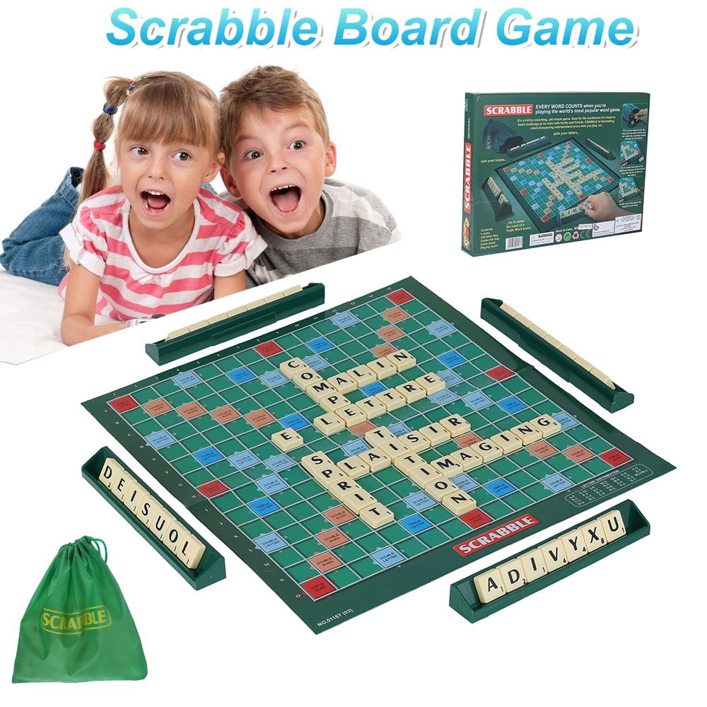 Letter Matching Scrabble Board Game Original Or Travel for Kids Adults Families Families Vocabulary Challenge Time Ideal Personalized Gifts With Rotating Wooden Game Board Puzzle Game
