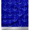 thumbnail image 1 of Soimoi Blue Georgette Viscose Fabric Anchor Hook Nautical Print Sewing Fabric Yard 42 Inch Wide, 1 of 3