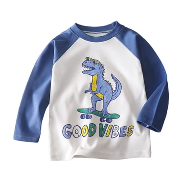 Yammkia Toddler Boy Shirts Long Sleeve Toddler Oversized T-Shirt Boys Striped Long Sleeve Casual Round Neck Tunic Tops Comfy Graphic Trip Daily Tops Size 18 24 Months (Light Blue,18-24 Months)