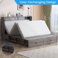 thumbnail image 4 of MJKONE Lit Escamotable, Lit Armoire Format Grand avec Tiroirs de Rangement et Station de Recharge USB, Lit Coffre Pliant avec Matelas pour Salon/chambre, Gris, 4 of 13