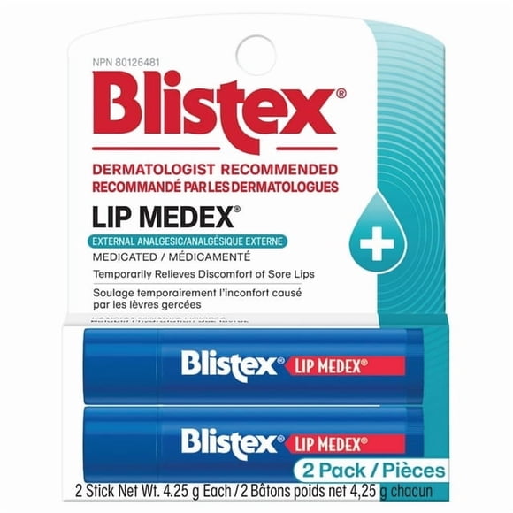 Blistex® Lip Medex® Bâtonnets Médicamenteux pour les Lèvres, 2 x 4,25 g