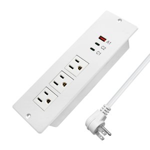 45W Recessed Power Strip USB C for Laptop,Flush Mount Desk Power Outlets 3 AC Outlets 3 USB Ports Flat Plug Extension Cord Built in Sofa Table Cabinet Nightstand Couch