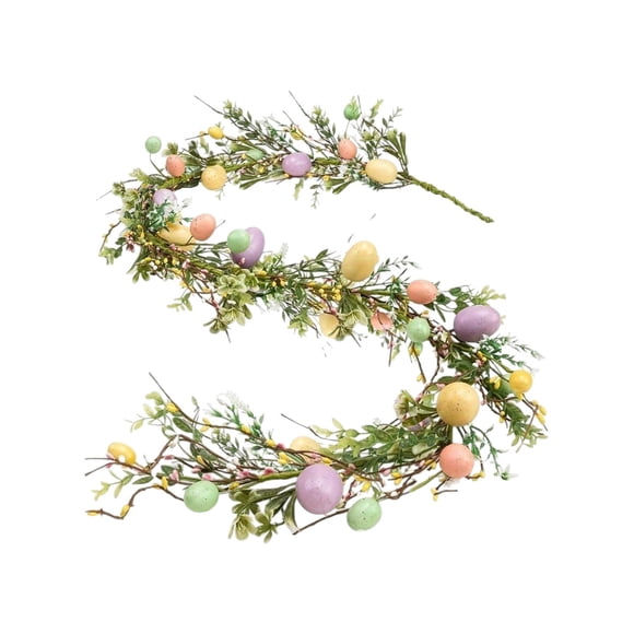 SIYTUAU 70.9 Inch Easter Eggs Vine Garland With Spring Branches And Leaves Floral Decor For Indoor Outdoor Home Patio Porch Door Decoration