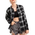 thumbnail image 1 of Women Plaid Flannel Shirt Jacket Button Down Lapel Long Sleeve Shirts Blouse Shacket Cardigan Coats Fall Spring Clothes, 1 of 6