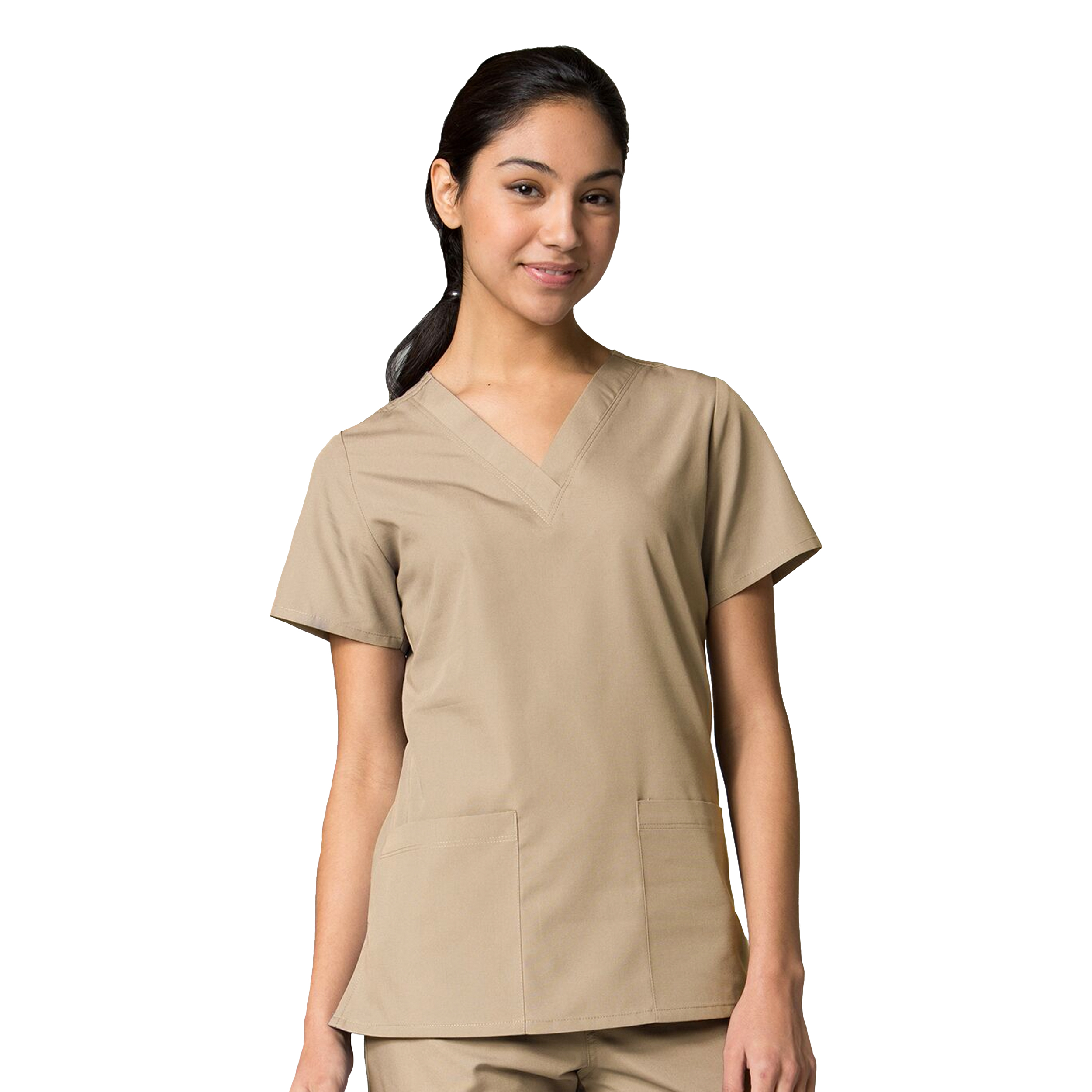 Red Panda Women's V-Neck Two Pocket Solid Scrub Top [XXS - 5XL, FREE SHIPPING]