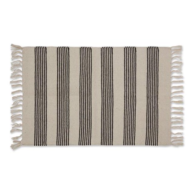 Design Imports CAMZ12632 2 x 3 Pi. Tapis à la Main&44; Bande Noire à Tic-Tac