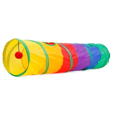 Tunnel pour Animaux Chat Imprimé Vert Tunnel Froissé pour Chaton Jouet avec Balle Jeu Amusant Jouet